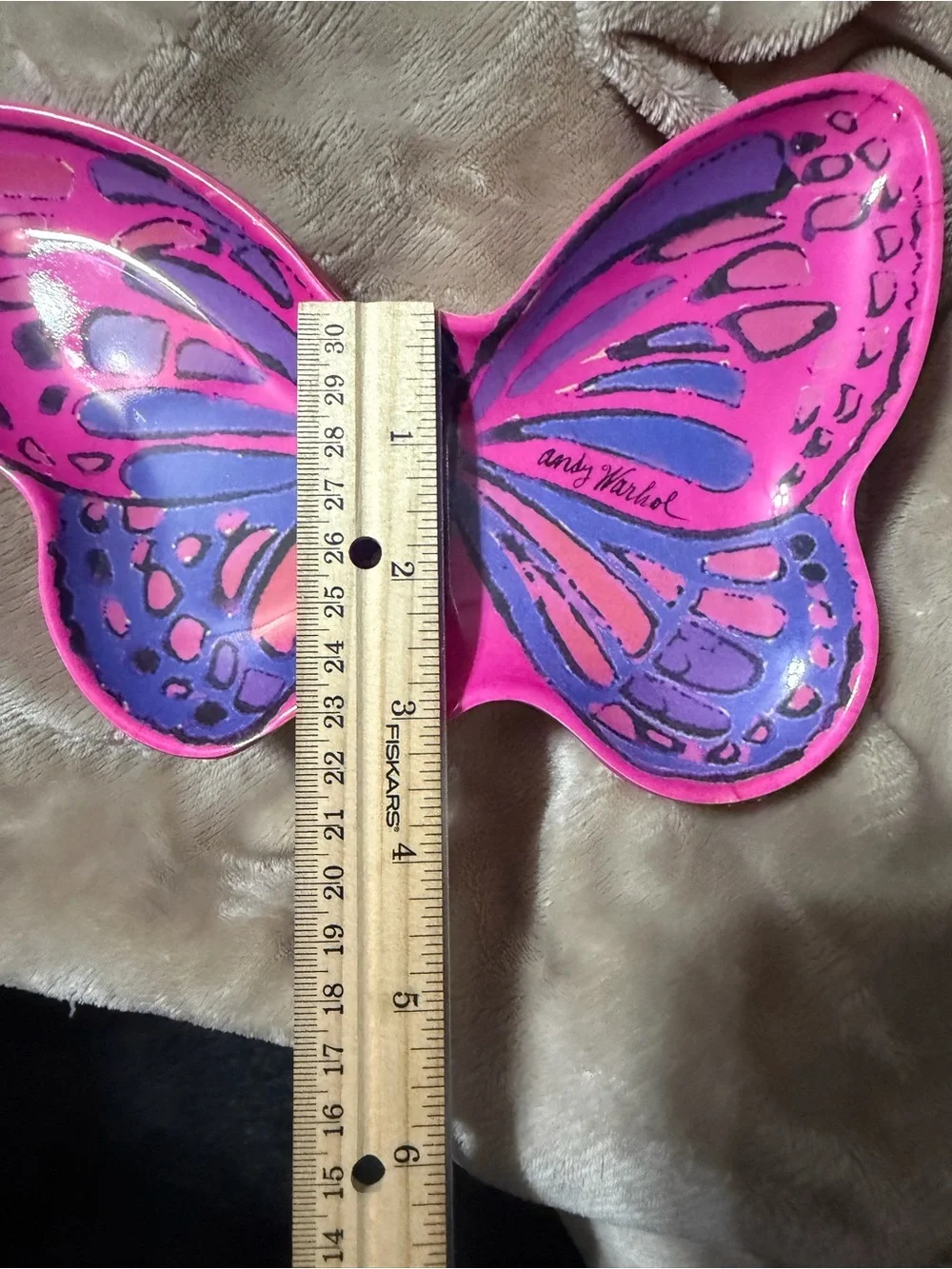 Set of 4 Vintage Andy Warhol Signed Pink & Purple Graphic Print plastic plates
